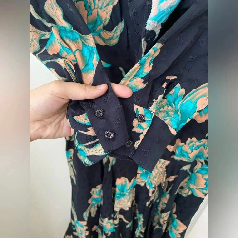Sandro Paris Blaire Knotted Floral Print Maxi Dress size 38 EU - Picture 8 of 9